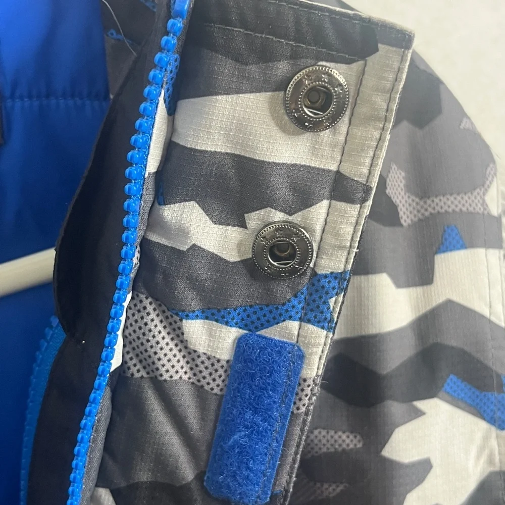 Eddie Bauer Kids Blue Gray Camo Hooded Jacket Medium 10-12